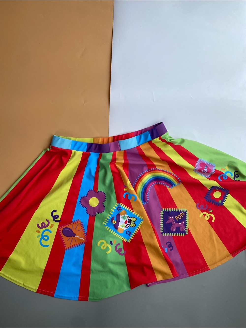 Colorful Rainbow Panel Skater Skirt - Multicolor - Picture 5 of 6
